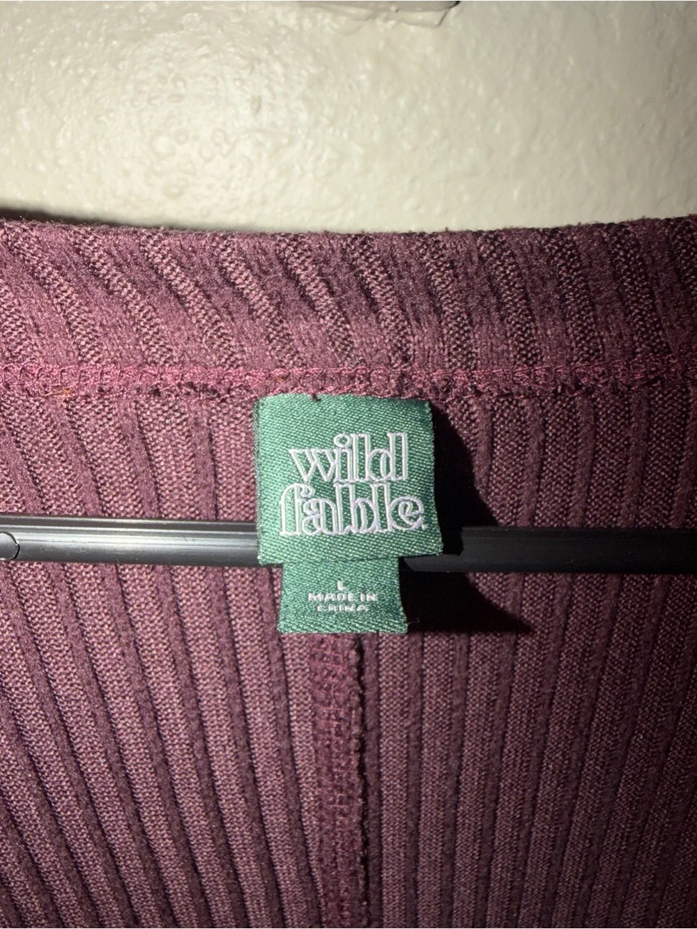 wild fable Ribbed V-Neck Long Sleeve Top - Plum - Picture 2 of 3